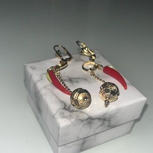 14k over 925 silver red hot chili pepper dangles piercings